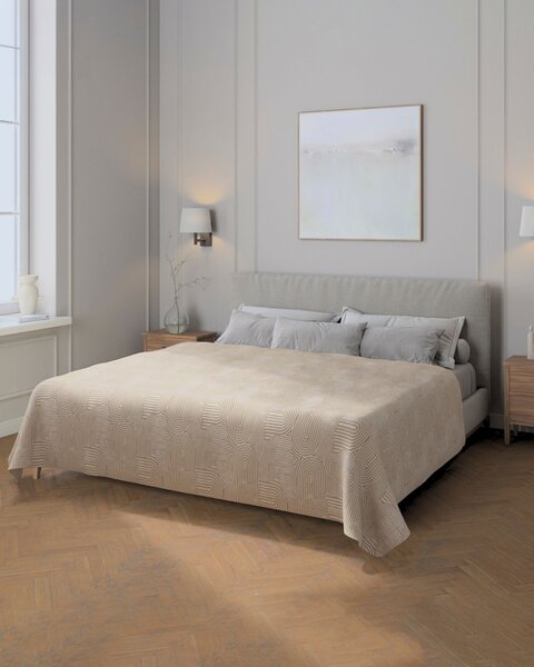 Cuvertură pled 220x260 cm culoare bej Țesătură împletitură, cu model