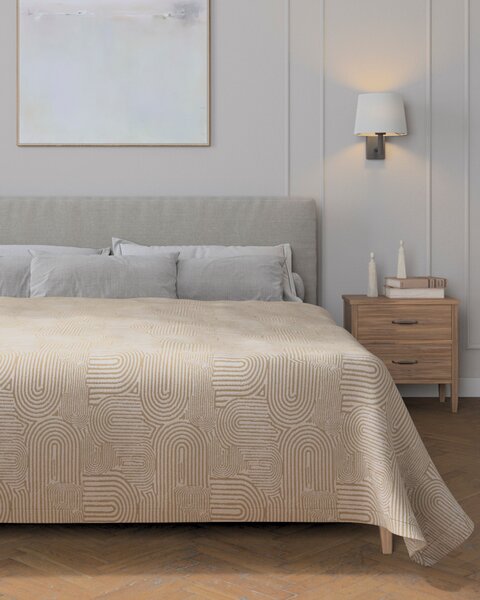 Cuvertură pled 220x260 cm culoare bej Țesătură împletitură, cu model