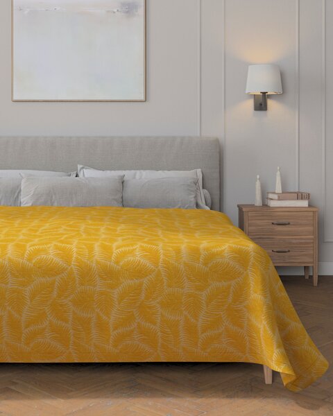 Cuvertură pled 220x260 cm culoare galben Țesătură împletitură, cu model
