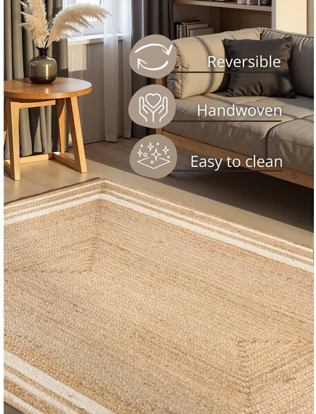 Covor crem/în culoare naturală reversibil/țesut manual din iută 120x170 cm Jutta – Hanse Home