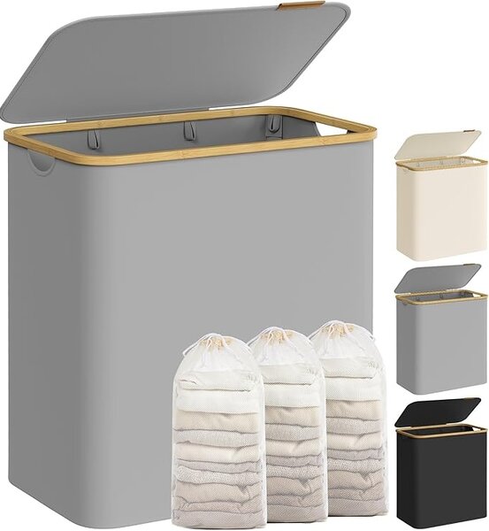 Cos de rufe Gri Songmics 60x38.5x70.5 cm