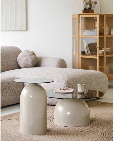 Măsuță auxiliară rotundă cu blat din sticlă ø 40 cm Ravello – House Nordic