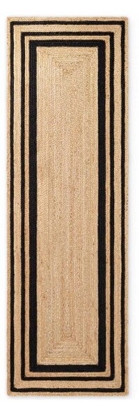 Covor tip traversă negru/în culoare naturală reversibil/țesut manual din iută 70x200 cm Jutta – Hanse Home