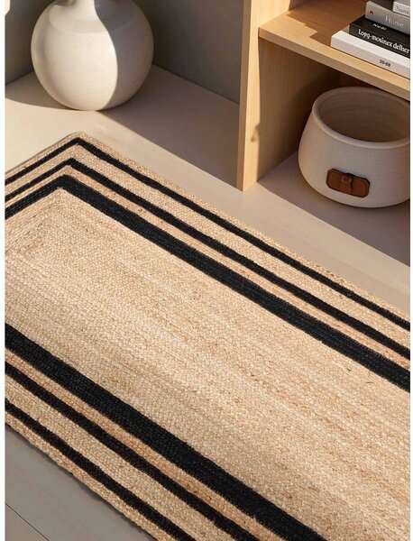 Covor tip traversă negru/în culoare naturală reversibil/țesut manual din iută 70x200 cm Jutta – Hanse Home