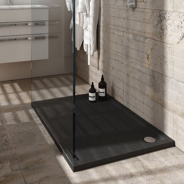 Schedpol Caspar New Black Stone cădiță de duș dreptunghiulară cu sifon 100x80 cm negru 3.2336/C/ST