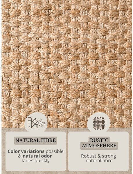 Covor tip traversă în culoare naturală reversibil/țesut manual din iută 80x200 cm Fjord – Hanse Home