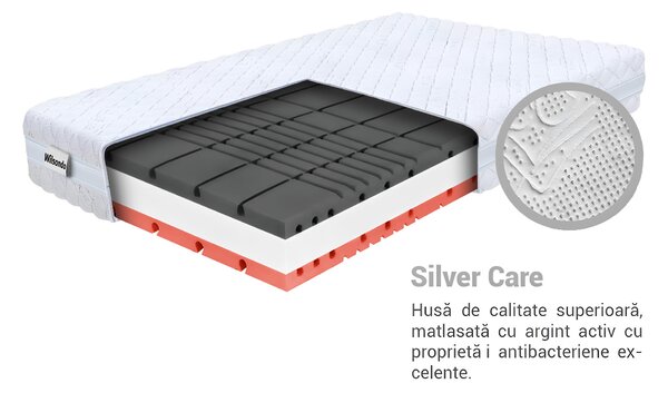 Saltea din spumă cu 2 perne Amico 140x200x22 - Husă Silver