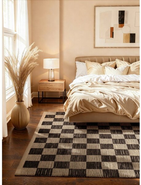 Covor negru/crem reversibil/țesut manual din amestec de iută 120x170 cm Rex – Hanse Home