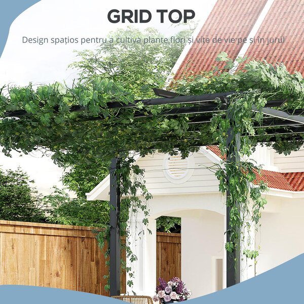 Outsunny Spalier de Gradina Schelet in Metal Negru 300 x 300 x 230 cm | Aosom Romania