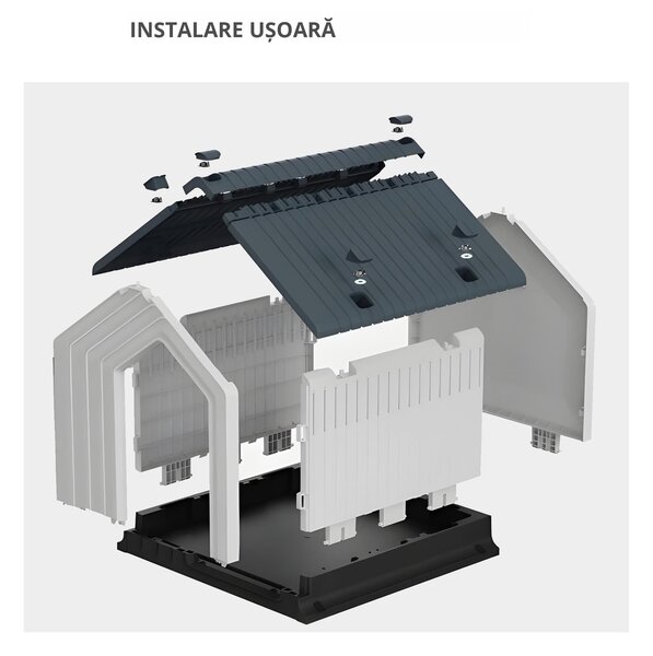 PawHut Niche pentru câine pentru exterior, adăpost impermeabil cu fereastră, din plastic, 62lungime x 61Lățime x 60Înălțime cm, gri | Aosom Romania
