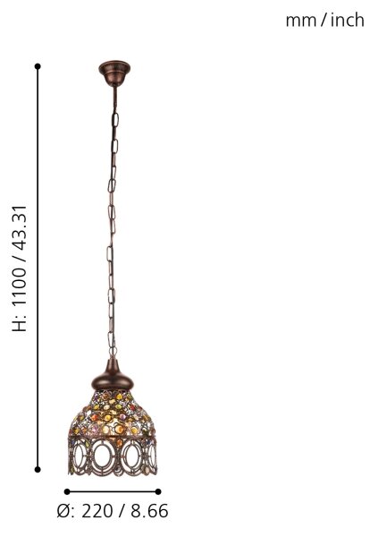 Eglo 49765 - Corp de iluminat pendul JADIDA 1xE27/60W