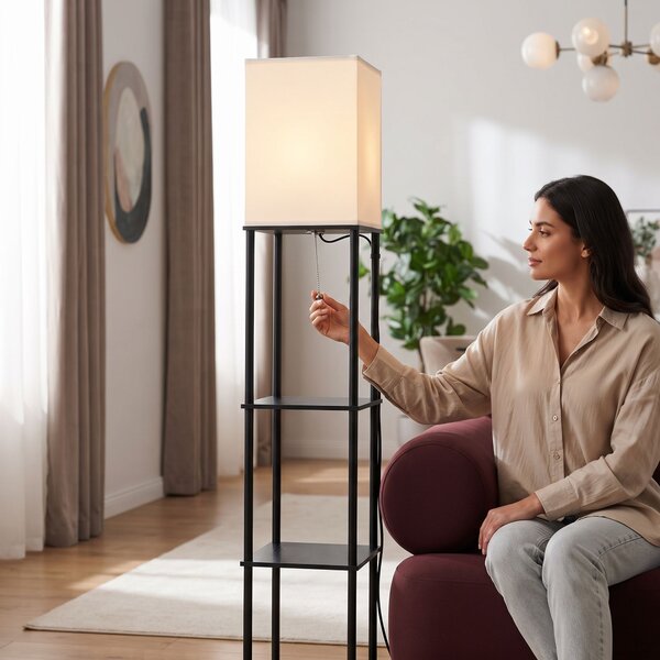 Lampă de podea JNH050-1F White cu rafturi