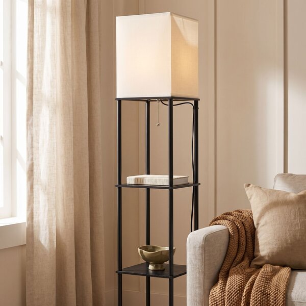 Lampă de podea JNH050-1F White cu rafturi