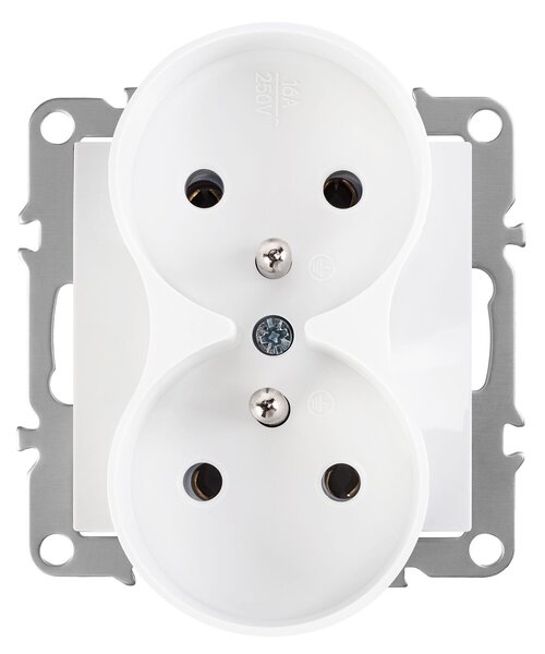 Priză dublă cu împământare OSTE JNH002-G White