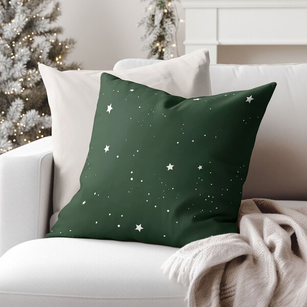 Goldea față de pernă de crăciun luca - steluțe pe verde închis 45 x 45 cm