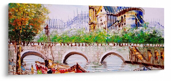Tablou - Pictură în ulei a orașului (120x50 cm)