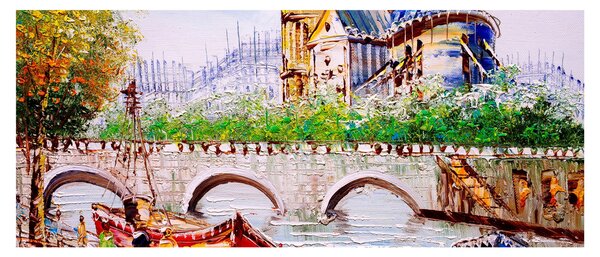 Tablou - Pictură în ulei a orașului (120x50 cm)