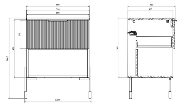 Cersanit Navado dulap cu blat 60x45x56.7 cm sub chiuveta pe perete cappucino-bej S1023-002