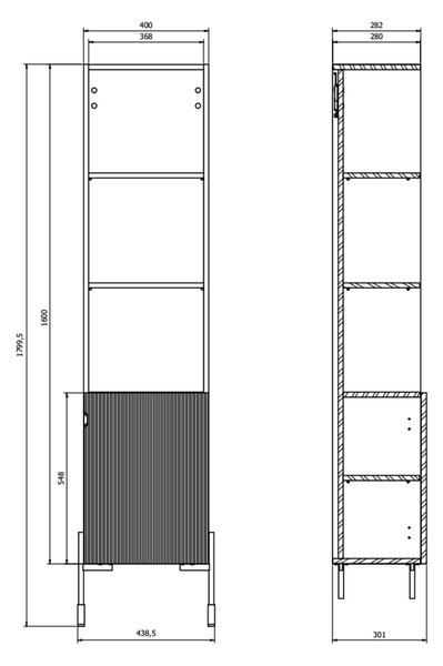 Cersanit Navado dulap 40x30x160 cm laterala pe perete cappucino-bej S1023-006