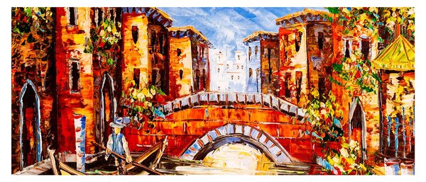 Tablou - Pictură în ulei a orașului III. (120x50 cm)