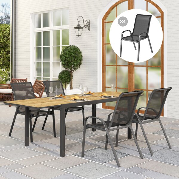 Outsunny Set de 4 Scaune Suprapozabile cu Spătar Înalt și șezut din Plasă, 54x71x93 cm, Negru | Aosom Romania