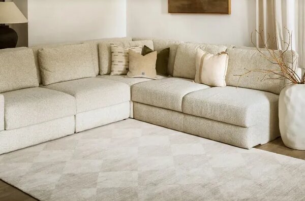 Covor lana Checkered beige Selectează mărime: 133 X 190