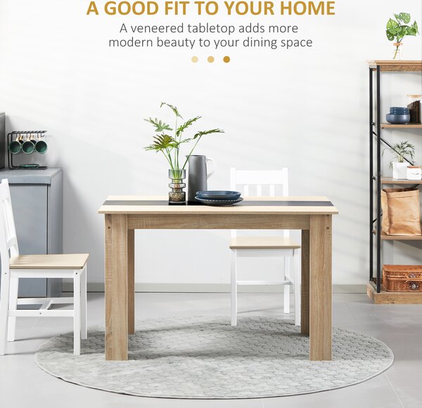 HOMCOM Masă de Dining pentru 4-6 Persoane, Masă de Bucătărie Modernă din Lemn, 120x69x75 cm, Lemn Natural | Aosom Romania