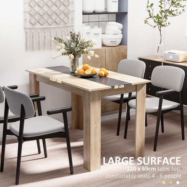 HOMCOM Masă de Dining pentru 4-6 Persoane, Masă de Bucătărie Modernă din Lemn, 120x69x75 cm, Lemn Natural | Aosom Romania