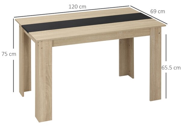 HOMCOM Masă de Dining pentru 4-6 Persoane, Masă de Bucătărie Modernă din Lemn, 120x69x75 cm, Lemn Natural | Aosom Romania