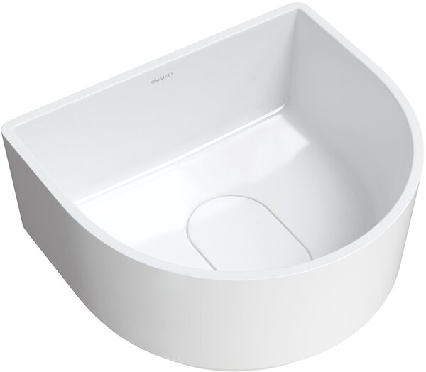 Omnires Cadence M+ lavoar 42x37 cm semicircular de blat alb luciu CADENCE420BP