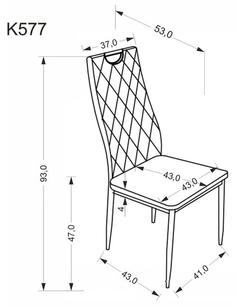 Scaun K577, bej - HLR 11, stofa catifelata/otel, 43x53x93 cm