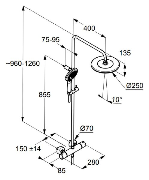 Kludi Dual Shower System set de duș perete cu termostat crom 6709205-00