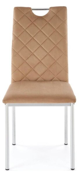 Scaun K578, bej - HLR 11/argintiu, stofa catifelata/otel, 43x53x93 cm