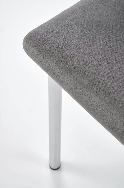 Scaun K578, gri - HLR 21/argintiu, stofa catifelata/otel, 43x53x93 cm