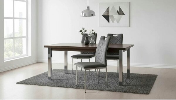 Scaun K578, gri - HLR 21/argintiu, stofa catifelata/otel, 43x53x93 cm