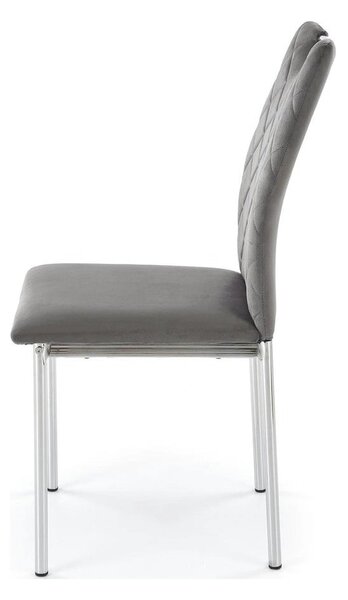 Scaun K578, gri - HLR 21/argintiu, stofa catifelata/otel, 43x53x93 cm
