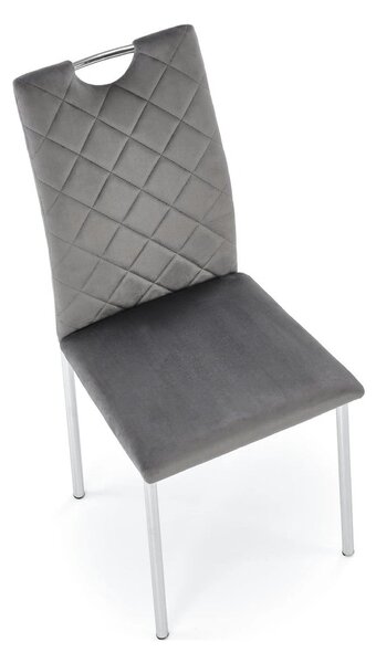Scaun K578, gri - HLR 21/argintiu, stofa catifelata/otel, 43x53x93 cm
