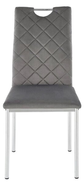 Scaun K578, gri - HLR 21/argintiu, stofa catifelata/otel, 43x53x93 cm