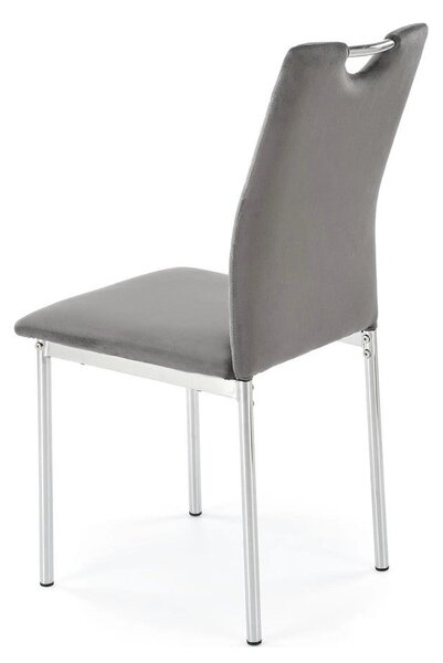 Scaun K578, gri - HLR 21/argintiu, stofa catifelata/otel, 43x53x93 cm