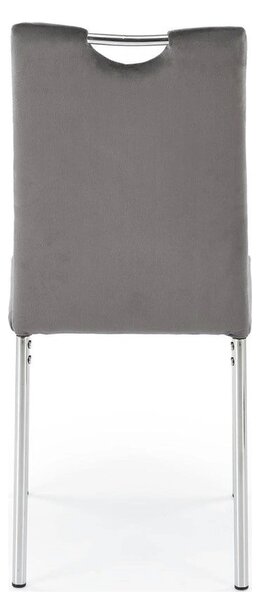 Scaun K578, gri - HLR 21/argintiu, stofa catifelata/otel, 43x53x93 cm