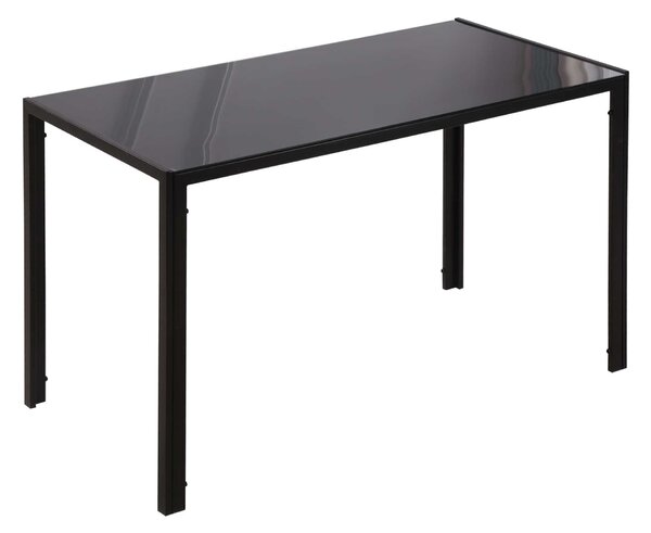 HOMCOM Masă Rectangulară pentru 4 Persoane din Metal și Sticlă Călită, 120x60x75 cm, Negru | Aosom Romania