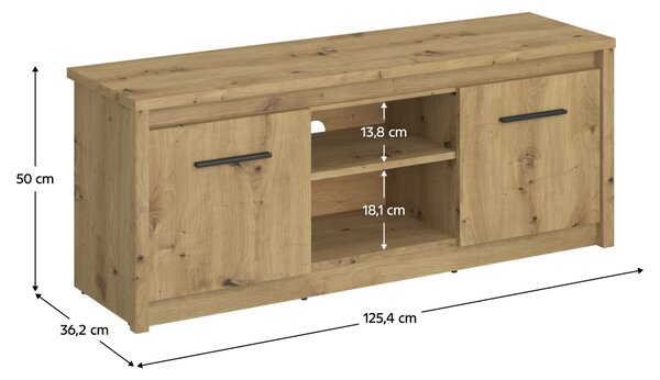 KONDELA Masă TV 2D/125, stejar Artisan, AIRON