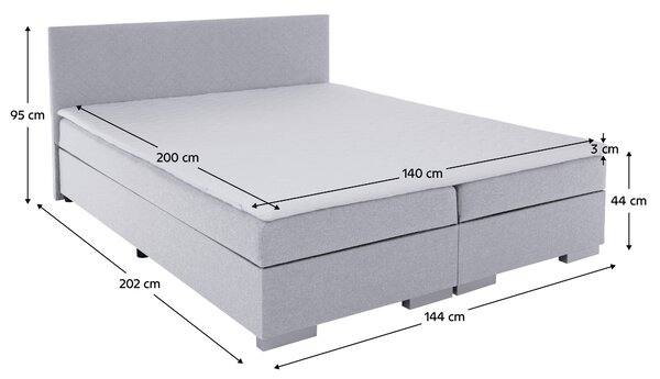 KONDELA Pat Boxspring, gri deschis, 140x200, ADARA