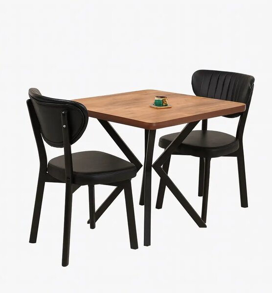 Masa bucatarie patrat din mdf texturata,culoare nuc, Homs 70 x 70X75