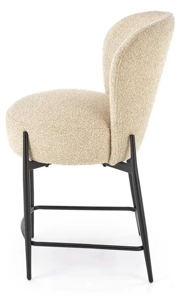 Scaun bar H126, bej/negru, stofa/metal, 57x61x95 cm