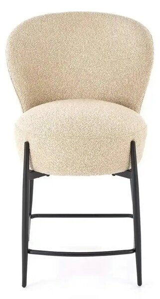 Scaun bar H126, bej/negru, stofa/metal, 57x61x95 cm