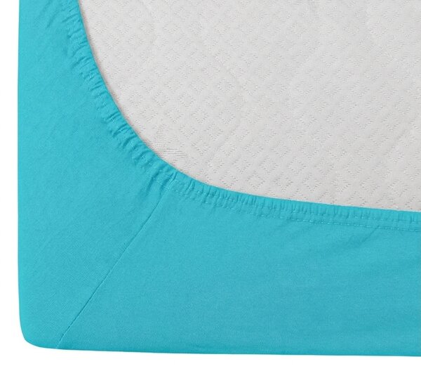 Cearsaf jersey HIGHFIT turcoaz 90 x 200 cm