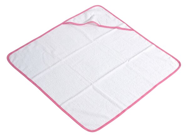 Prosop pentru copii cu gluga BABY 75x75 cm, alb/roz