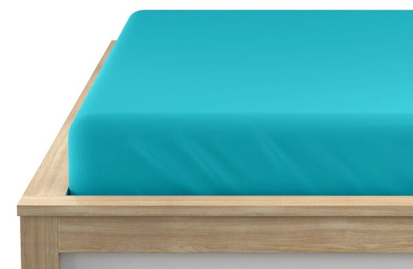 Cearsaf jersey HIGHFIT turcoaz 90 x 200 cm