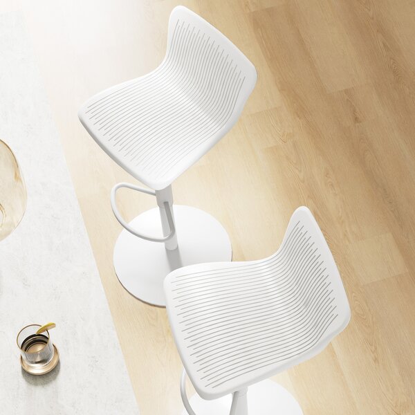 HOMCOM Set 2 Scaune de Bar cu Spătar Ergonomic, Suport pentru Picioare și Șezut Rotativ, 38,5x40x76,5-97,5 cm, Alb | Aosom Romania